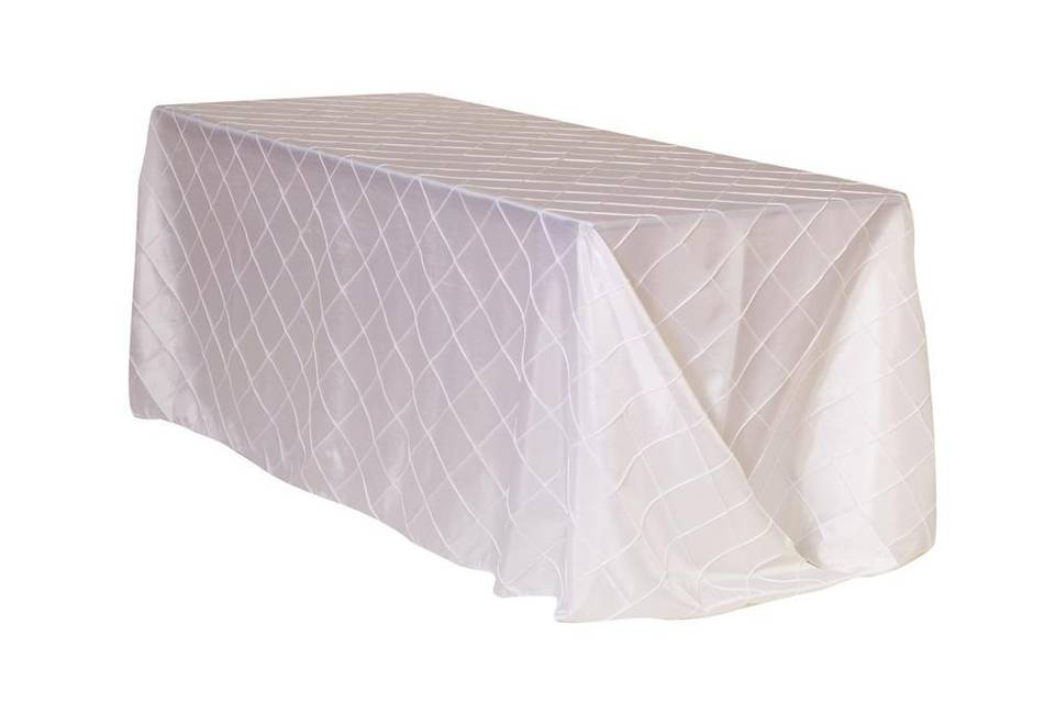 White Tablecloths, White Rectangular Pintuck Table Linens