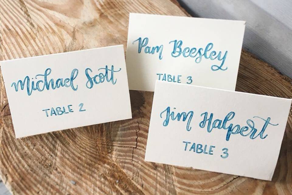 Watercolor Calligraphy Place Cards