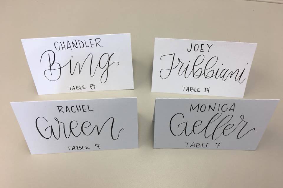 Mixed Style Calligraphy Place Cards