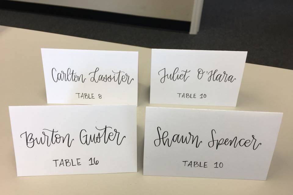 Regular Calligraphy Place Cards