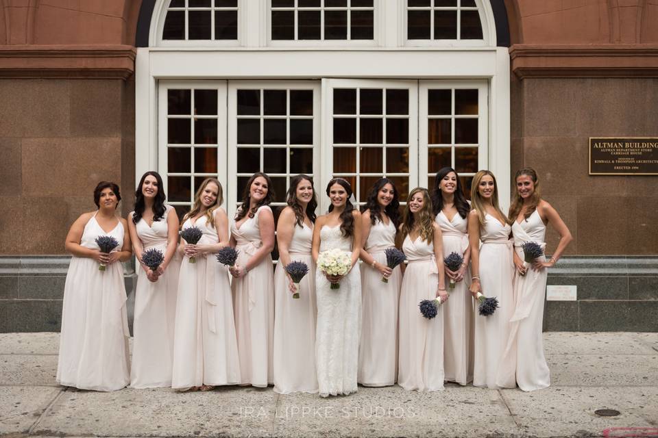 The bride with her bridesmaids