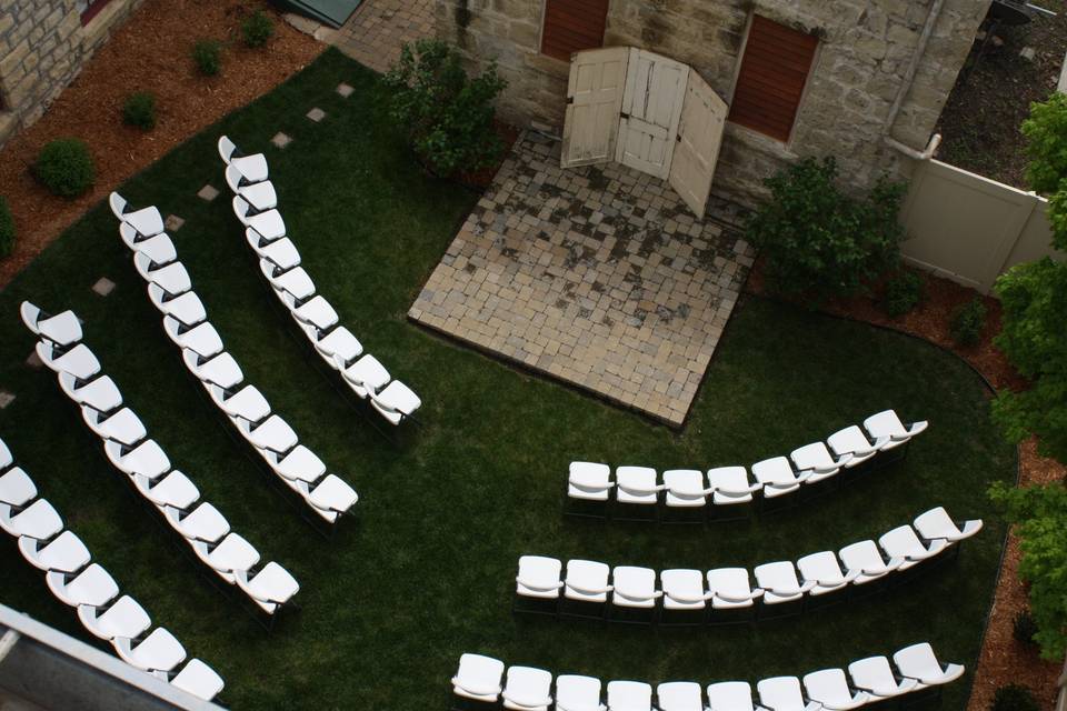 Aerial view of the courtyard