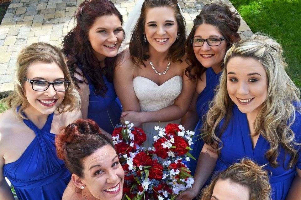 Posing with the bouquets