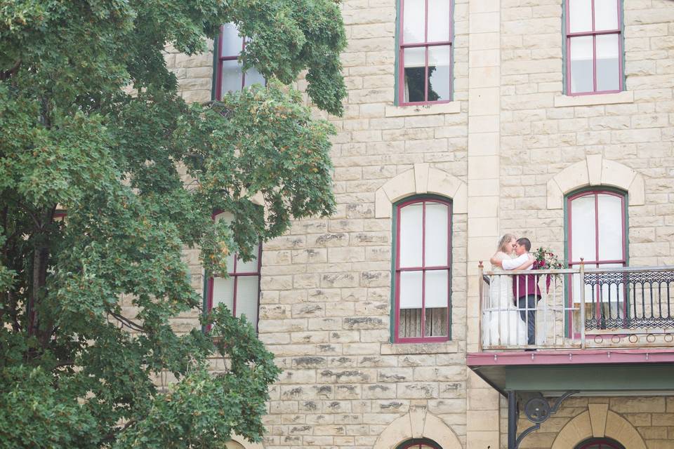 Wedding couple on the veranda