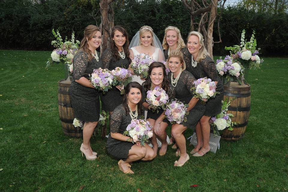 Bride and bridesmaids