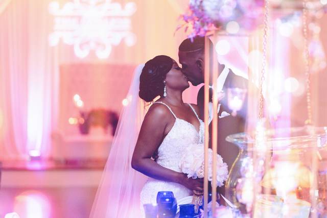 Newlyweds kiss