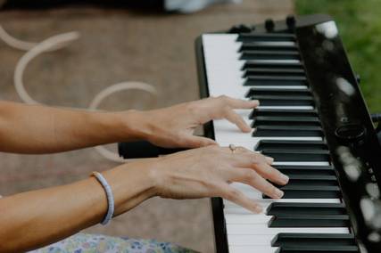 Playing my portable piano