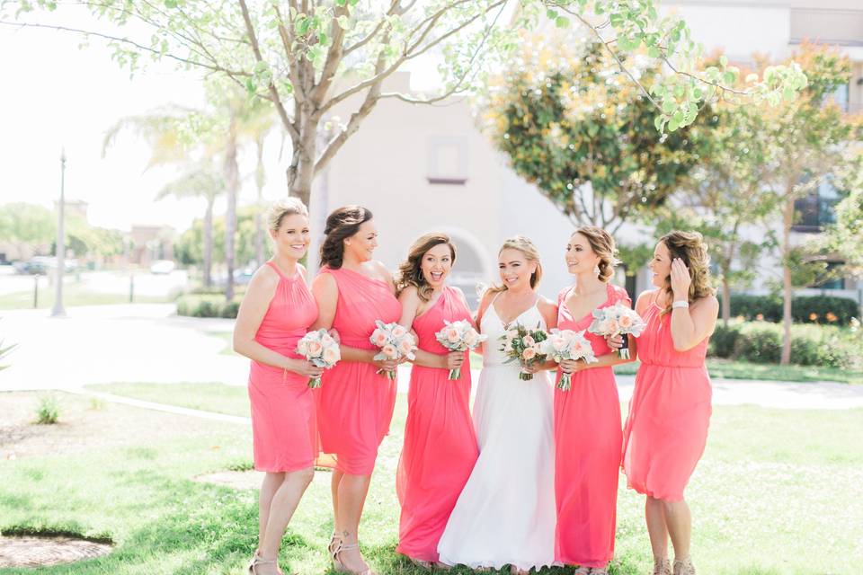 Bride and her bridesmaids