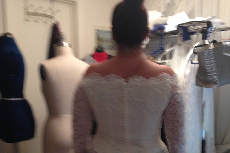 Original blouse was small.we used lace on the neck and sleeves. Oh! Zipper too...