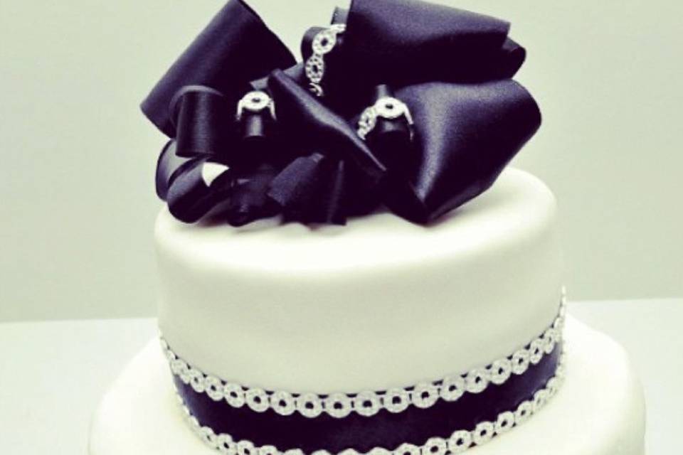 Wedding cake with black and white lace