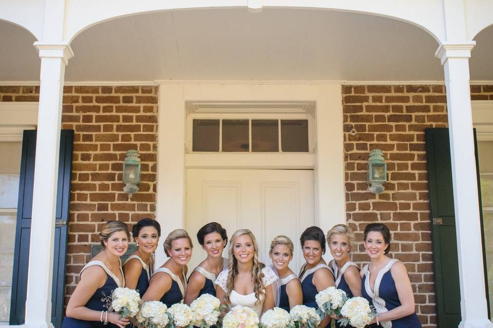 The bride with her bridesmaids