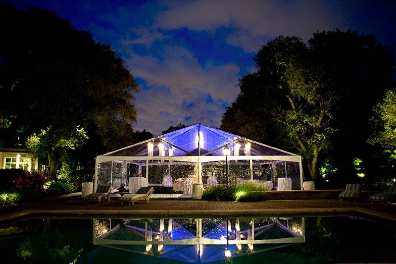 Reception tent in the evening