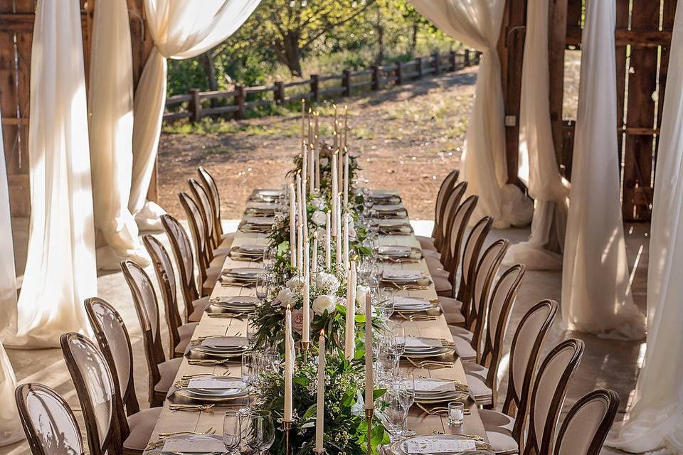 Head table setup and decor