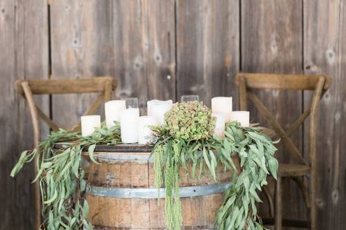 Wine barrel and barstools