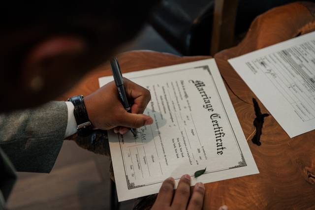Marriage Certificate Signing