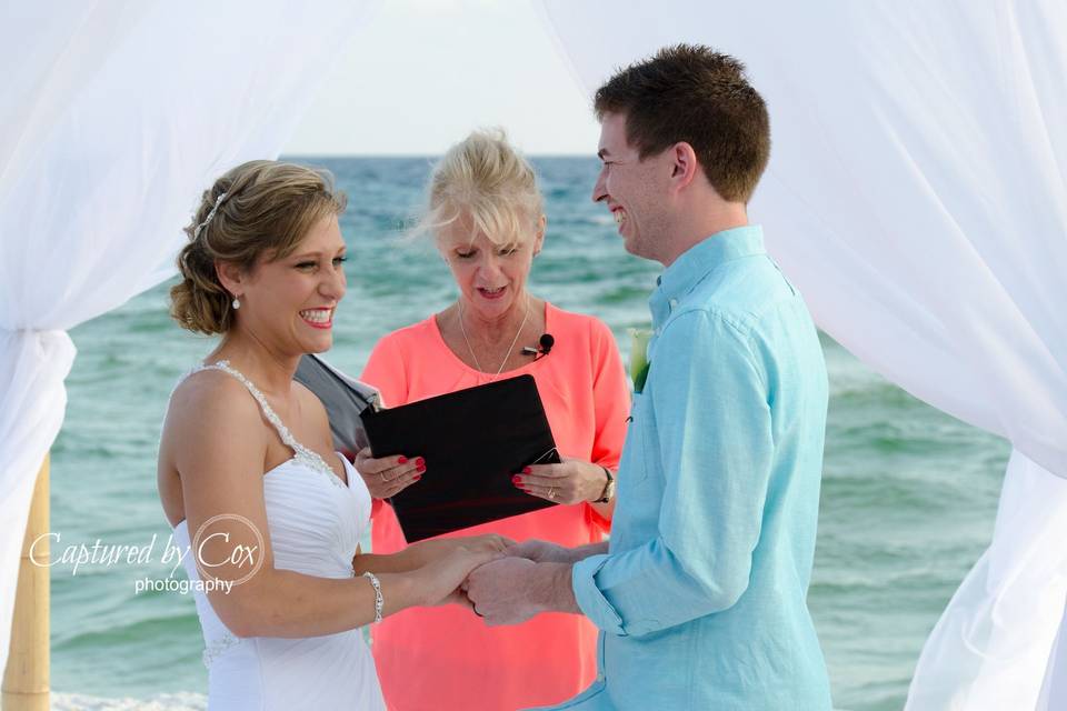 Beachfront wedding ceremony