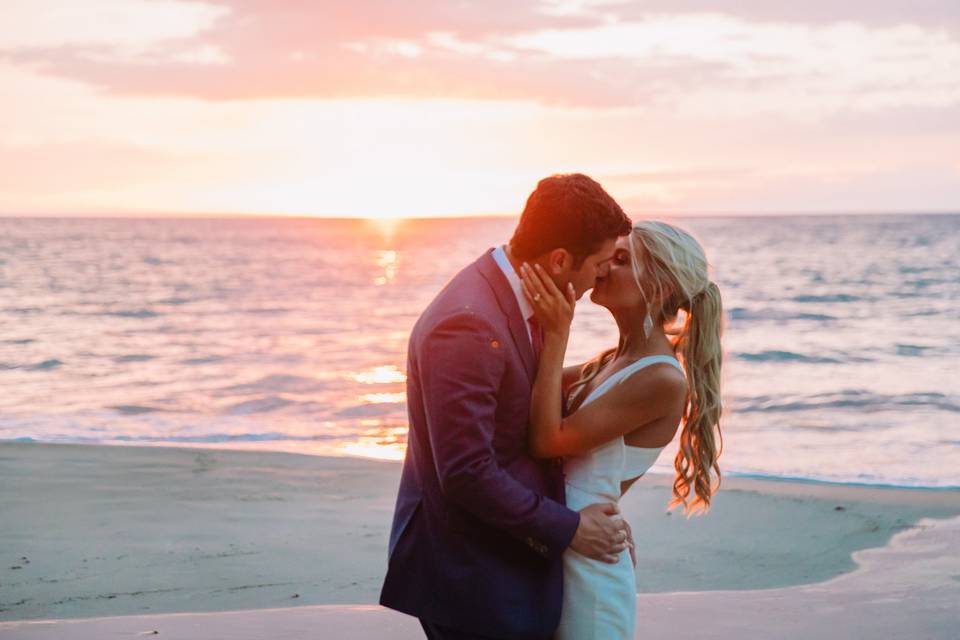 Sunset kiss at the beach