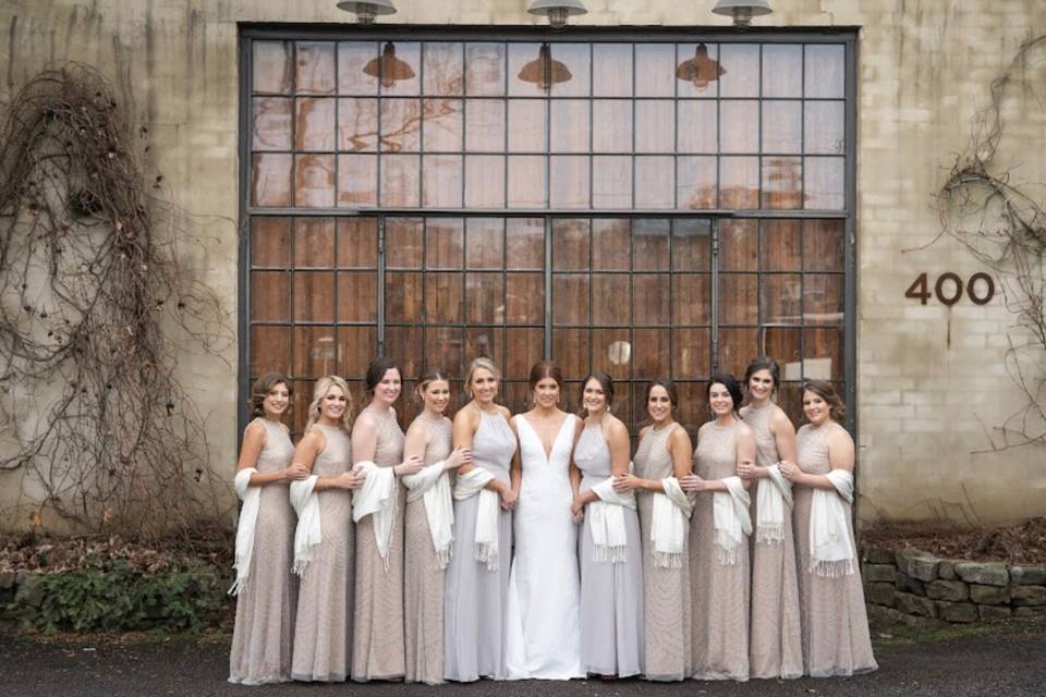 Wedding party in soft tones