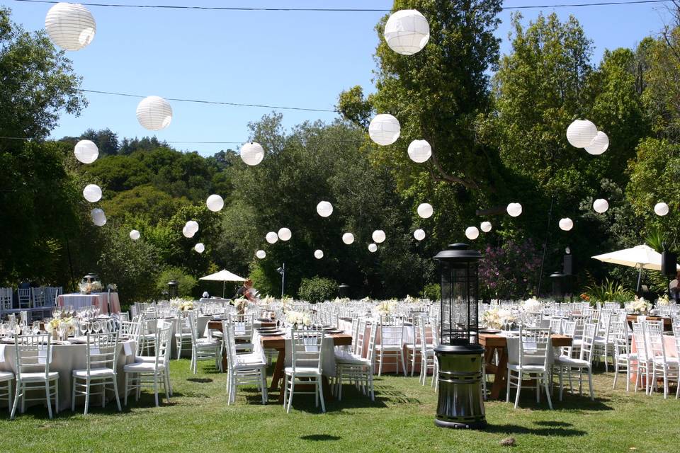 Outdoor garden wedding reception