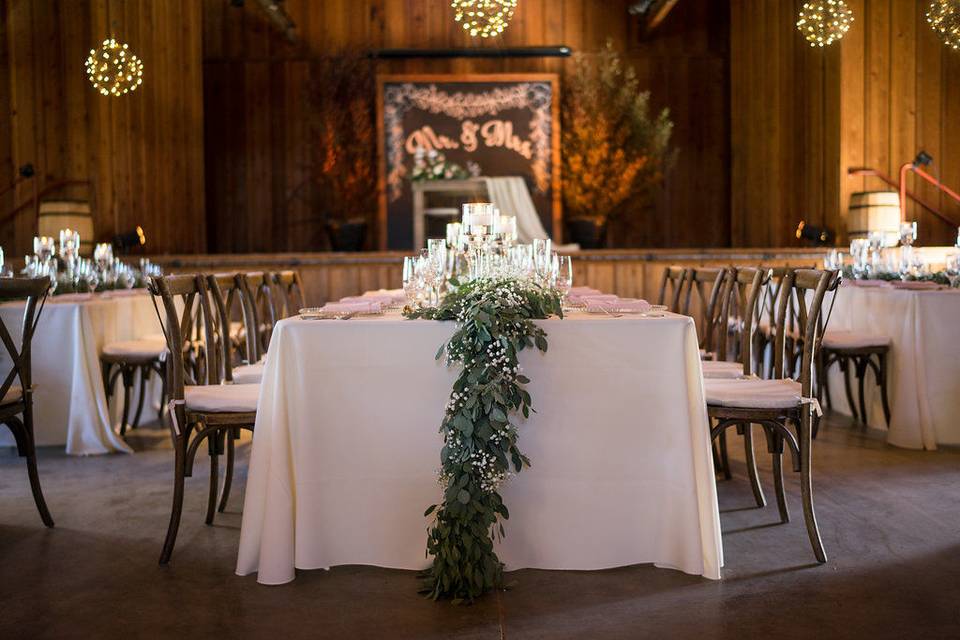 Rustic shabby chic barn wedding reception