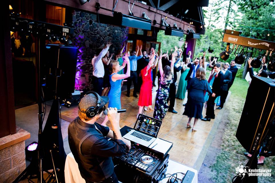 The classic dirty dancing move at this Lake Tahoe Wedding Reception. Music by Sounds Elevated. Photo by Theilen Photography