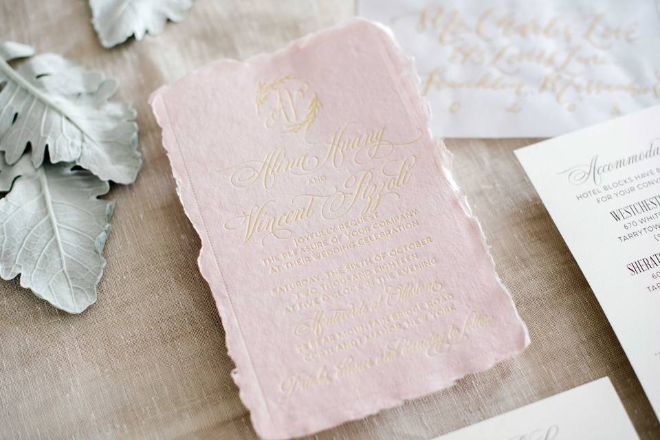 Handmade paper and Gold Foil