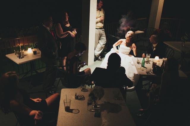 Wedding reception, wedding party and night photography