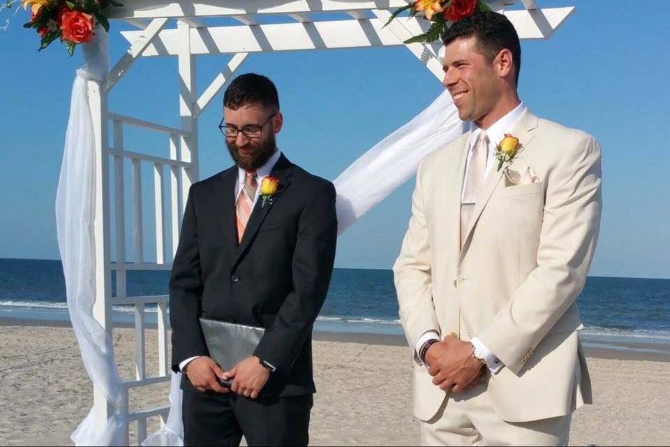 Officiant with the groom