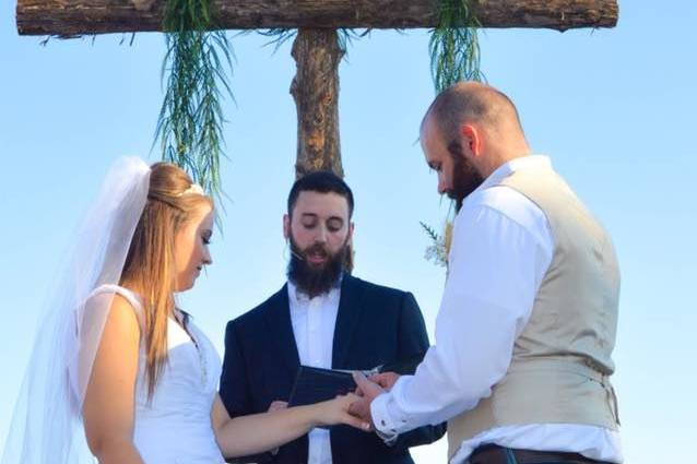 Wedding officiant at work