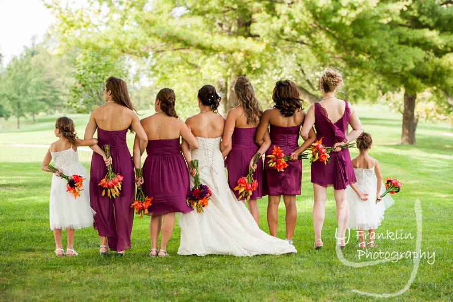 The bride with her bridesmaids