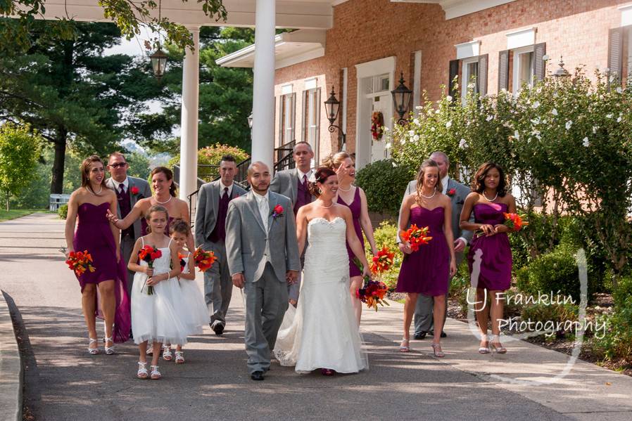 The couple and wedding attendants