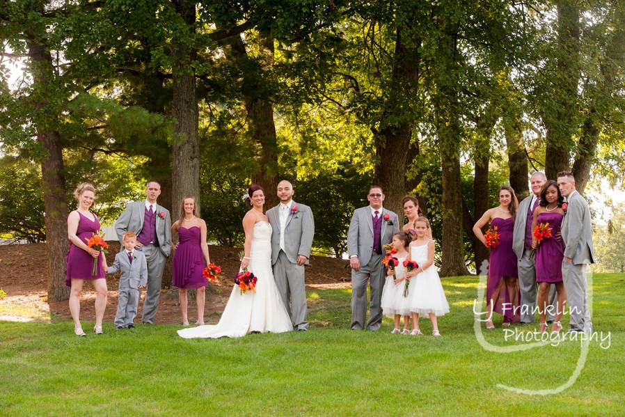 The couple and wedding attendants