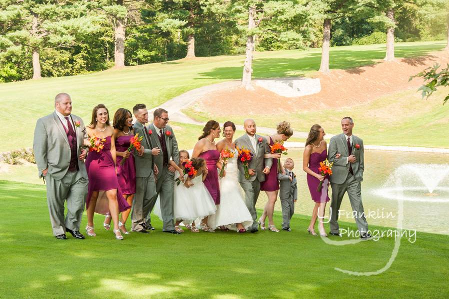 The couple and wedding attendants