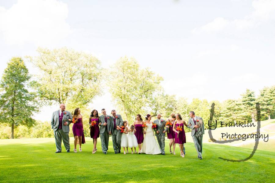 The couple and wedding attendants