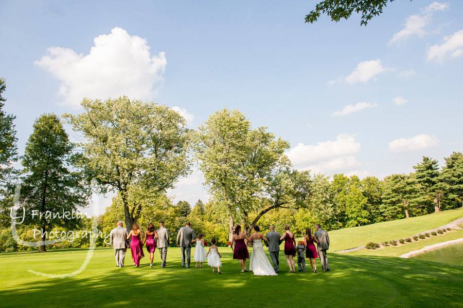 The couple and wedding attendants