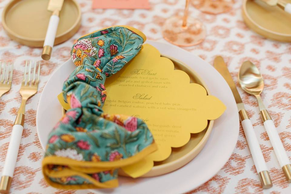Lauren & Rahul place setting