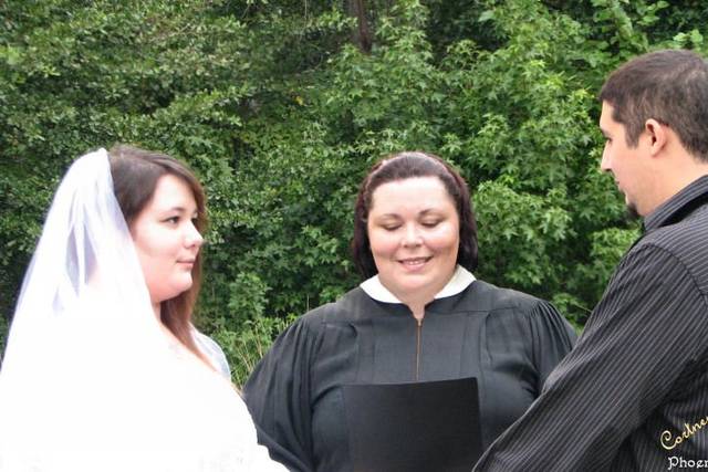 Cortney didn't have a dress or veil so I let her borrow the adjustable dress & veil I keep on hand for emergencies! I still talk to these 2 & they often visit my home just to hang out or play video games