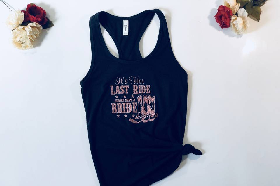 Bachelorette Party tank top, Customizable.
Comes in: Grey, Pink, Red, Mint, Blue, Teal, Navy Blue, Purple and Black.
Picture: Pink Glitter Font.
Bridesmaid Tank: $17
(Includes Customization)