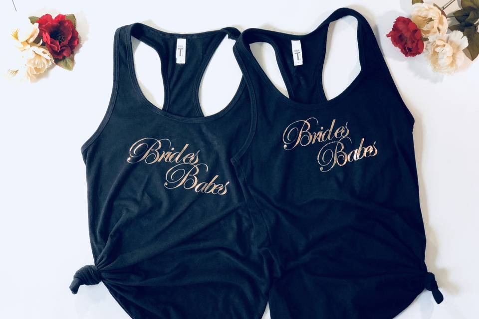 Customize Your Bachelorette Party Tank Tops.
Comes in: Grey, Pink, Red, Mint, Blue, Teal, Navy Blue, Purple and Black.
Picture: Rose Gold Font.
Bridesmaid Tank: $17