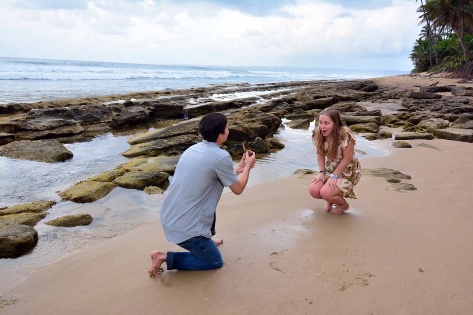 Surprise Proposal in Beach