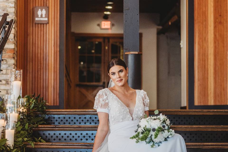 Bride in the Barrel room