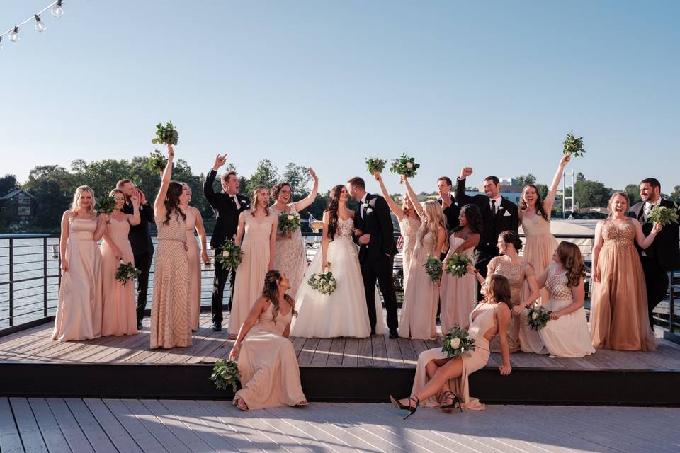Bridal party on the dock