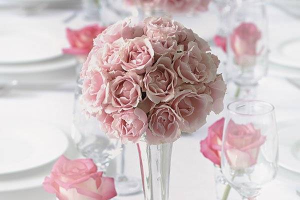 Pink floral decor and centerpiece