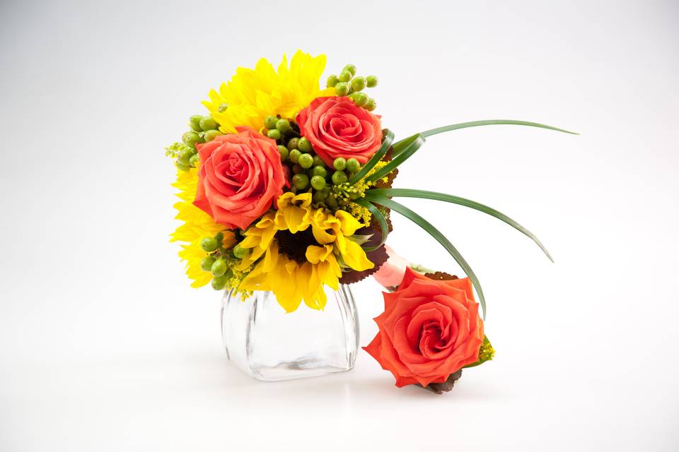 Sunflower and Rose Bouquet