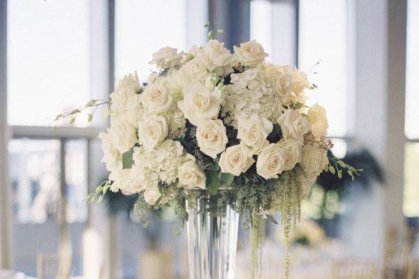 Raised floral table centerpiece