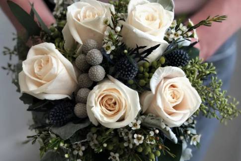 Rose and Wax Bridal Bouquet