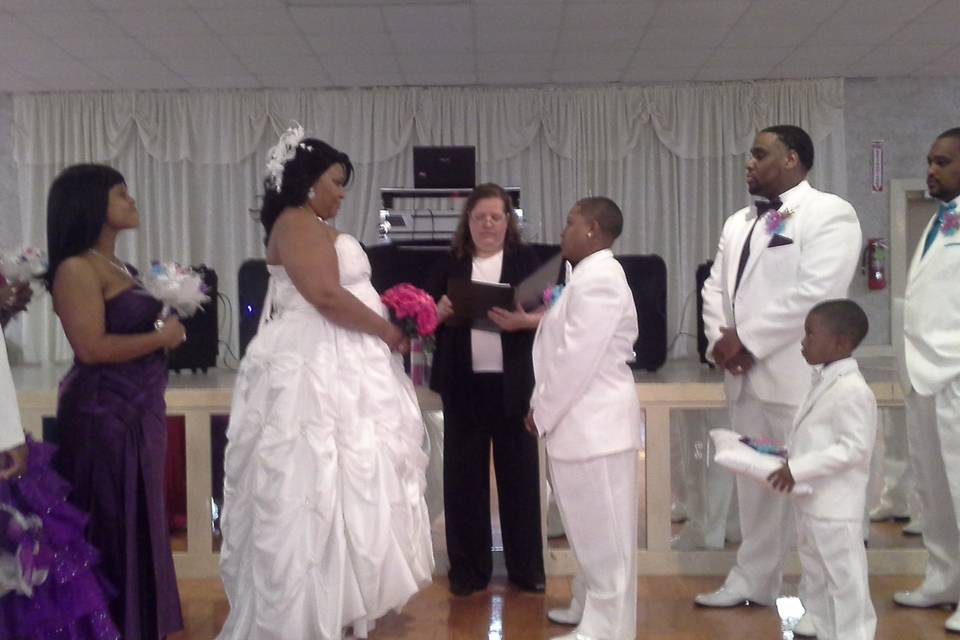 Ceremony took place at a Regency Inn Banquet Hall in Rosenberg, TX.