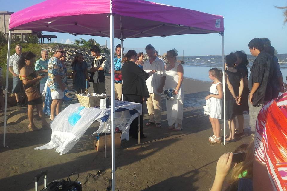 Ceremony was held on the beach in Seabrook, TX.