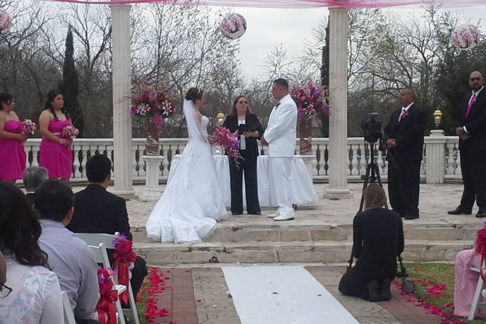 Ceremony was held at the Safari Texas Ranch in Richmond, TX.