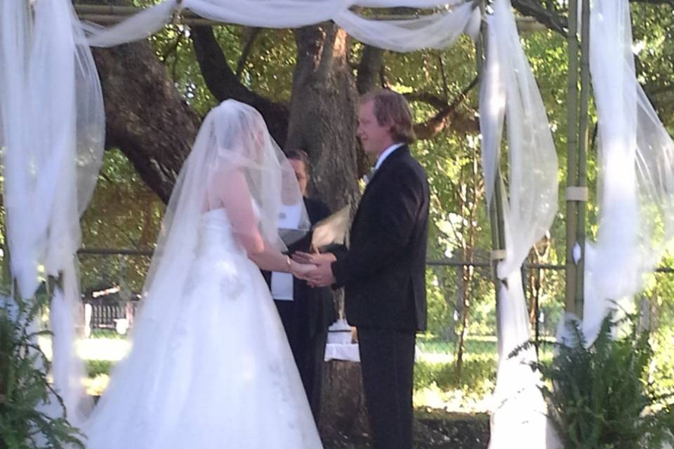 Ceremony was held at the Safari Texas Ranch in Richmond, TX.